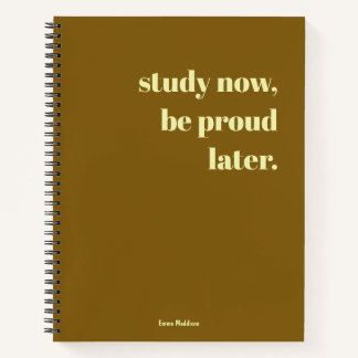 Study Now, Be Proud Later Retro Vintage Brown Notebook