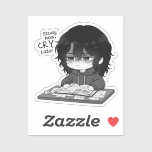 Study Now Cry Later Relatable Chibi Student Illust
