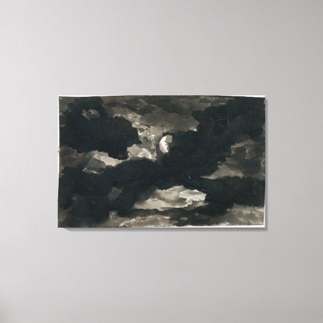 Study of a Clouded Moonlit Sky (black wash on laid Canvas Print (Front)