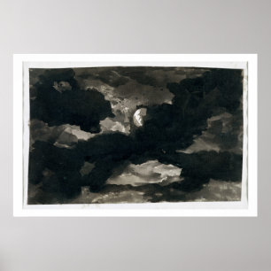 Study of a Clouded Moonlit Sky (black wash on laid Poster