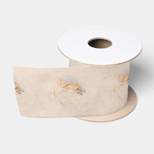 Study of a Crouching Fox (by John Frederick Lewis) Satin Ribbon