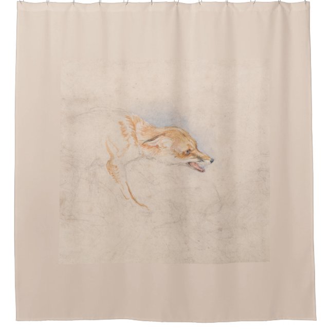 Study of a Crouching Fox (by John Frederick Lewis) Shower Curtain (Front)