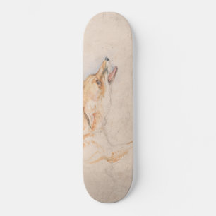 Study of a Crouching Fox (by John Frederick Lewis) Skateboard
