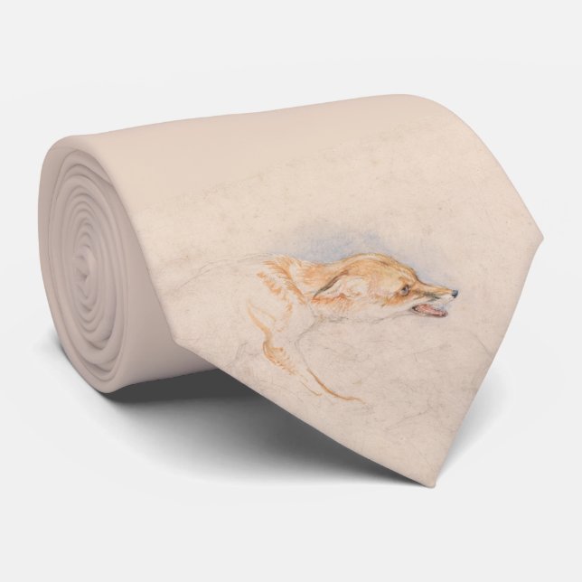Study of a Crouching Fox (by John-Frederick-Lewis) Tie (Rolled)