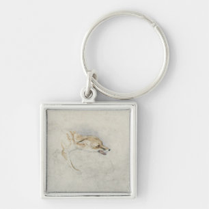 Study of a crouching Fox, facing right verso: fain Key Ring