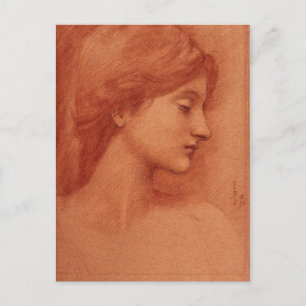 Study of a Female Head, Burne-Jones Fine Art Postcard