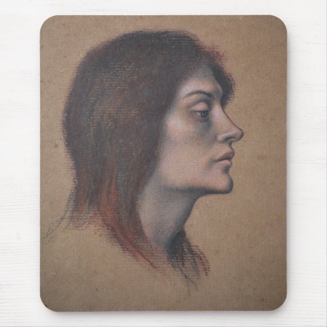 Study of a Female Head (by Evelyn De Morgan) Mouse Mat (Front)