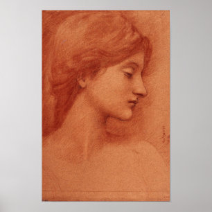 Study of a Female Head, Edward Burne-Jones Poster