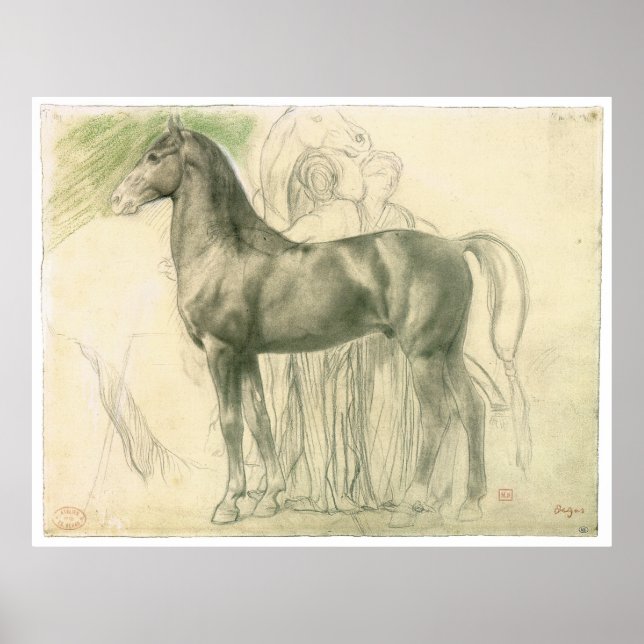 Study of a Horse with Figures, c.1861 Edgar Degas Poster (Front)