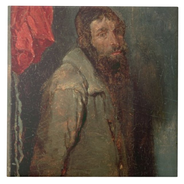 Study of a Jewish Merchant (oil on board) Tile (Front)