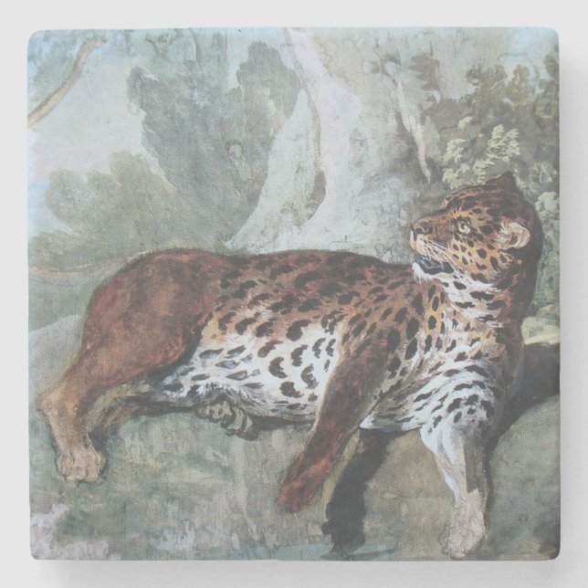 Study of a Leopard (by Jean-Baptiste Oudry) Stone Coaster (Front)