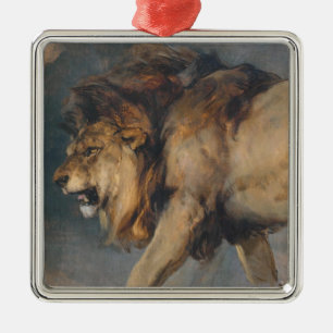Study of a Lion (by Edwin Henry Landseer) Ceramic Metal Tree Decoration