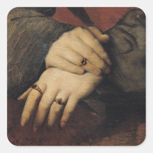 Study of a Woman's Hands Square Sticker