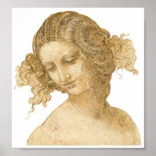 Study of a Woman's head, Leonardo da Vinci Poster