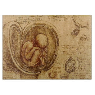 Study of baby foetus by Leonardo da Vinci Cutting Board