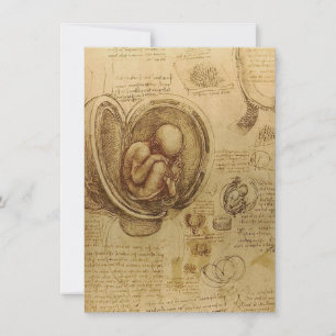 Study of baby foetus by Leonardo da Vinci Invitation
