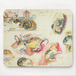 Study of Cats and a Head (w/c on paper) Mouse Mat