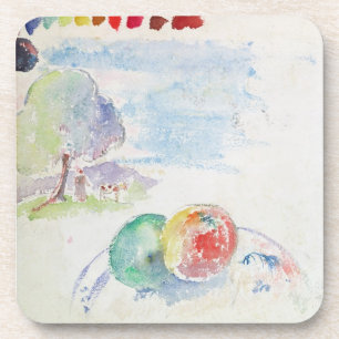 Study of Fruits and a Landscape, 1892 (w/c on pape Coaster