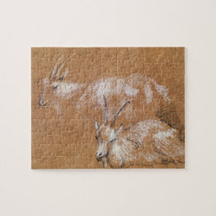 Study of Goats (drawing) Jigsaw Puzzle