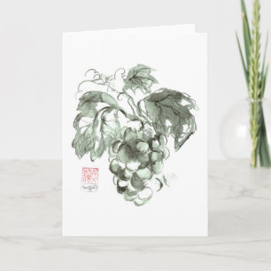Study of grapes, Sumi-e ink painting Card