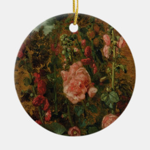 Study of Hollyhocks, c.1826 (oil on board) Ceramic Tree Decoration