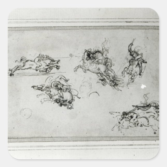 Study of Horsemen in Combat, 1503-4 Square Sticker (Front)