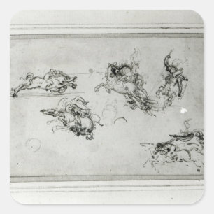 Study of Horsemen in Combat, 1503-4 Square Sticker