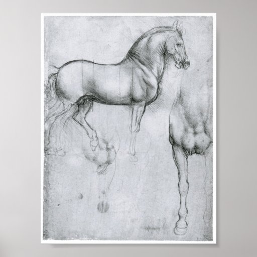 Study of Horses, Leonardo Da Vinci Poster - 8.75 Study of Horses, Leonardo Da Vinci Poster