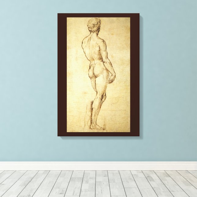 Study of Michelangelo's David Statue by Raphael Canvas Print (Insitu(Wood Floor))