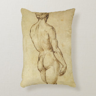 Study of Michelangelo's David Statue by Raphael Decorative Cushion