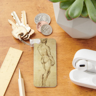 Study of Michelangelo's David Statue by Raphael Key Ring