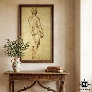 Study of Michelangelo's David Statue by Raphael Poster