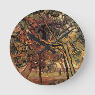 Study of Pine Trees by Vincent van Gogh Round Clock