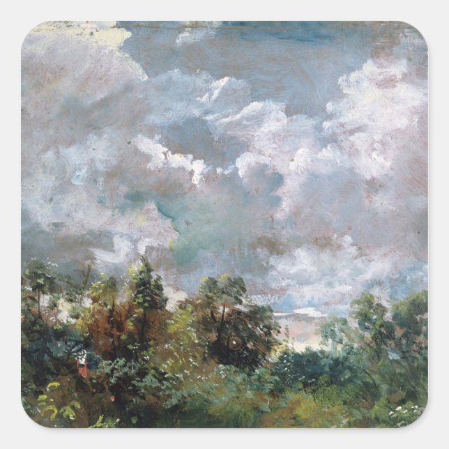 Study of Sky and Trees (oil on canvas) Square Sticker (Front)