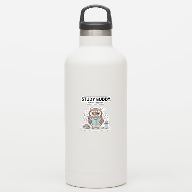 Study Owl Sticker – Cute Study Buddy Always (Waterbottle)