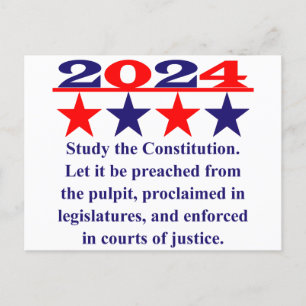 Study The Constitution - Political Quote Postcard