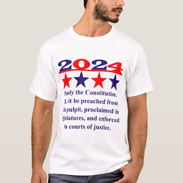 Study The Constitution - Political Quote  T-Shirt (Front)