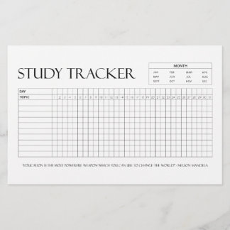 Study Tracker | Month | 31 Days | Topic | Progress Stationery