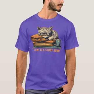 Studying Cat Cat illustration art gift T-Shirt