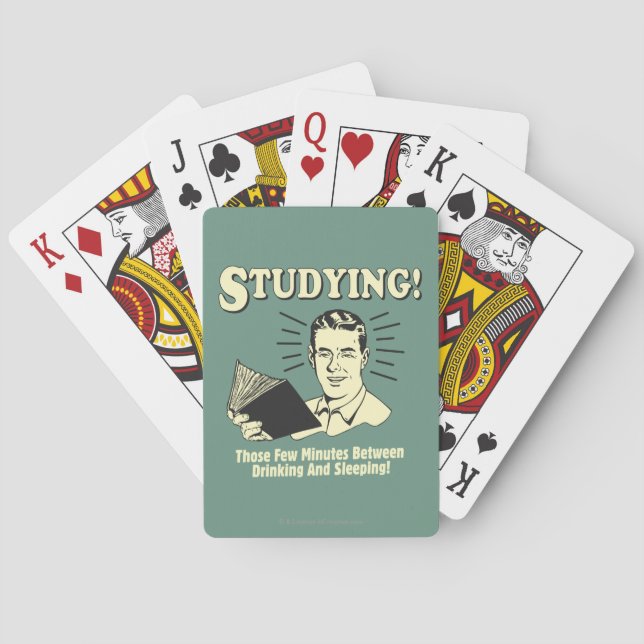 Studying: Drinking and Sleeping Playing Cards (Back)