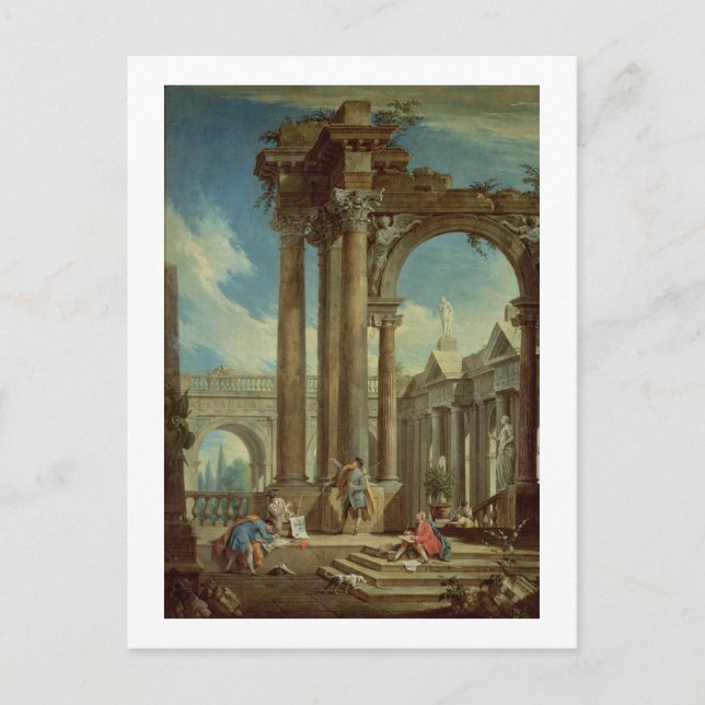 Studying Perspective among Roman Ruins Postcard (Front)