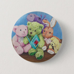 Stuff Animal Circle Time Art Print 6 Cm Round Badge