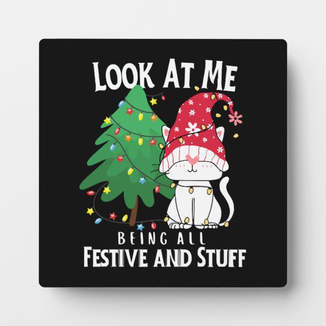  Stuff Funny Christmas Cat Plaque (Front)