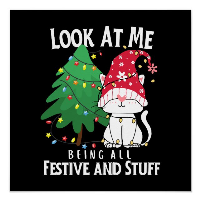  Stuff Funny Christmas Cat Poster (Front)