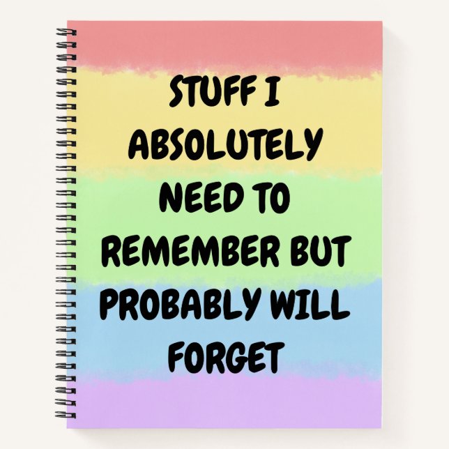 Stuff I Absolutely Need To Remember But Probably Notebook (Front)