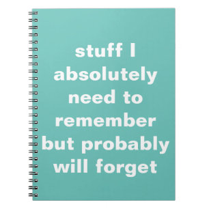 Stuff I need to remember but will forget funny Notebook