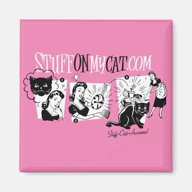 Stuff on my Cat - Retro Magnet (Front)