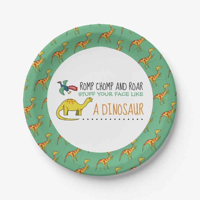 Stuff Your Face Like a Dinosaur Paper Plate (Front)