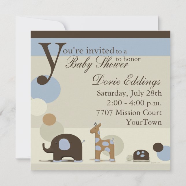 Stuffed Animal Baby Shower Invitations (Front)