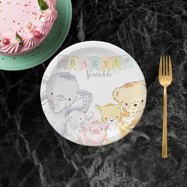 Stuffed Animal Baby Sprinkle | White Paper Plate (Creator Uploaded)